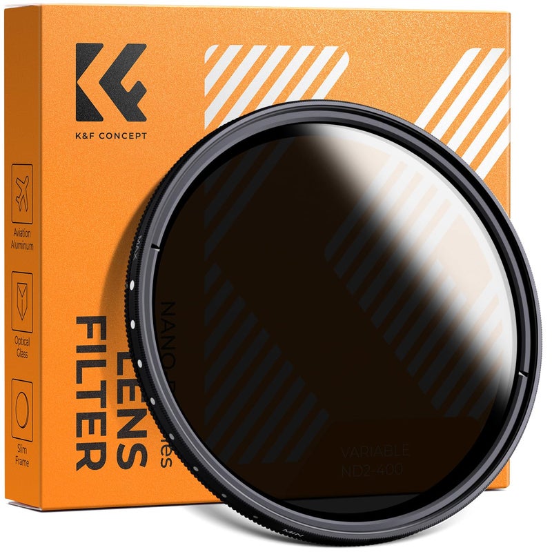 K&F CONCEPT 82mm Variable ND2-ND400 ND Lens Filter (1-9 Stops) for Camera Lens, Adjustable Neutral Density Filter with Microfiber Cleaning Cloth (B-Series) - Image 1